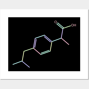 Ibuprofen Kawaii Pastel Rainbow Molecule Posters and Art